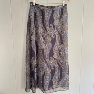 Vintage 90s Y2K paisley slip‎ style maxi skirt boho Drew Barrymore Gilmore Girls